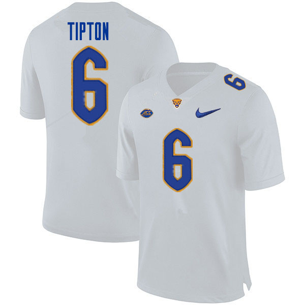 Men #6 Tre Tipton Pitt Panthers College Football Jerseys Sale-White